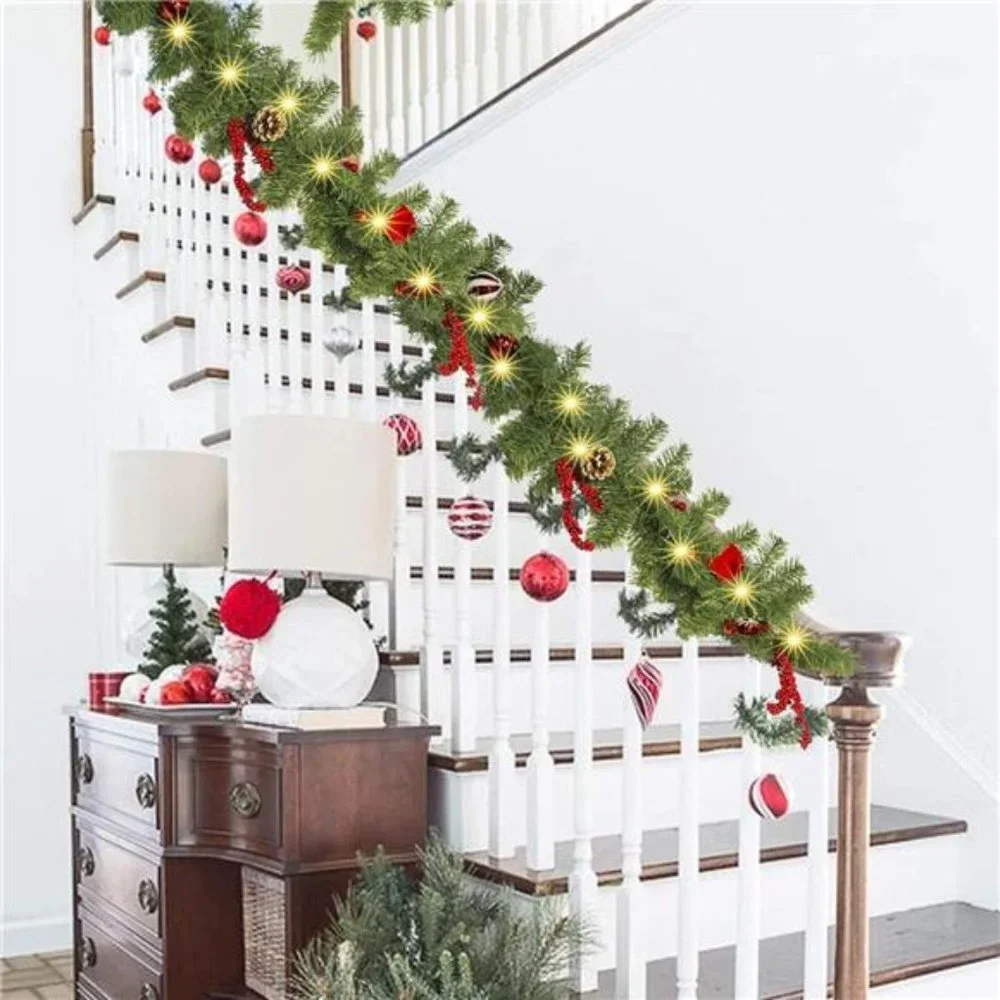 9 FT Artificial Christmas Garland, Pre-Lit 50 LED Battery Operated with 8 Modes